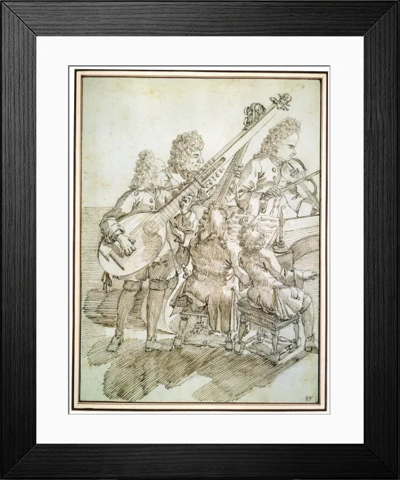 Framed Print : A Concert, late 17th or 18th century. Artist: Pier Leone Ghezzi Framed Print : A Concert, late 17th or 18th century. Artist: Pier Leone Ghezzi