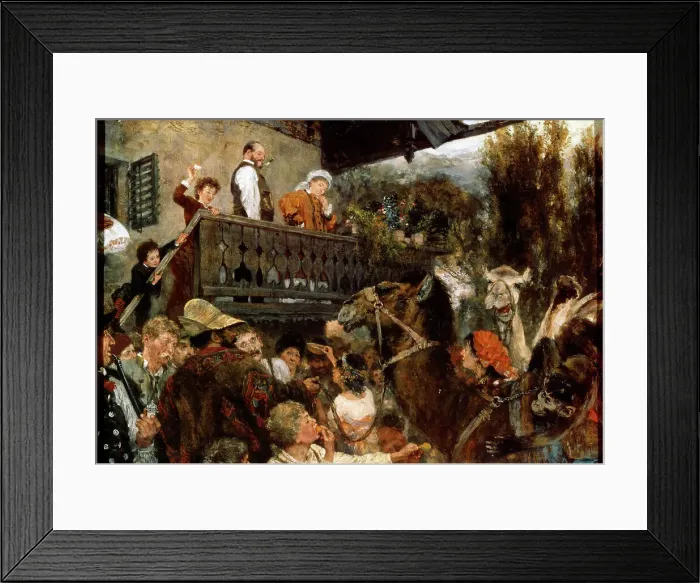 Framed Print : A Travelling Circus (Cameleers in Partenkirchen), 1884. Artist: Adolph Menzel Framed Print : A Travelling Circus (Cameleers in Partenkirchen), 1884. Artist: Adolph Menzel