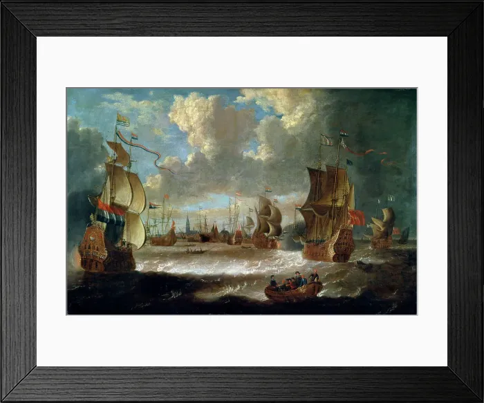 Framed Print : Ships in a Lagoon, 17th or early 18th century. Artist: Abraham Storck Framed Print : Ships in a Lagoon, 17th or early 18th century. Artist: Abraham Storck