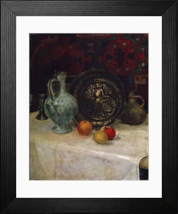Framed Print : Still Life with a Brass Plate, late 19th or early 20th century. Artist: Paula Modersohn-Becker Framed Print : Still Life with a Brass Plate, late 19th or early 20th century. Artist: Paula Modersohn-Becker