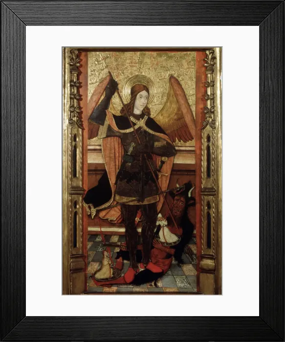 Framed Print : The Archangel Michael weighing the Souls of the Dead, early 16th century. Artist: Pere Espalargues the younger Framed Print : The Archangel Michael weighing the Souls of the Dead, early 16th century. Artist: Pere Espalargues the younger