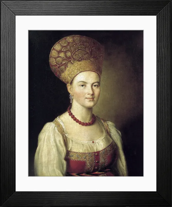 Framed Print : Female portrait in Russian Dress, 1784. Artist: Ivan Argunov Framed Print : Female portrait in Russian Dress, 1784. Artist: Ivan Argunov