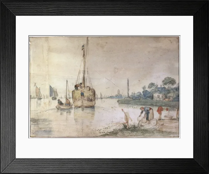 Framed Print : A Barge with Hay, c1625-c1634 Artist: Hendrick Avercamp Framed Print : A Barge with Hay, c1625-c1634 Artist: Hendrick Avercamp