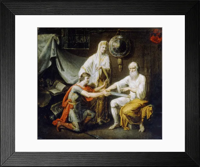Framed Print : Theodosy Boretsky gives Ratmirs sword to Miroslav, c1808 Framed Print : Theodosy Boretsky gives Ratmirs sword to Miroslav, c1808