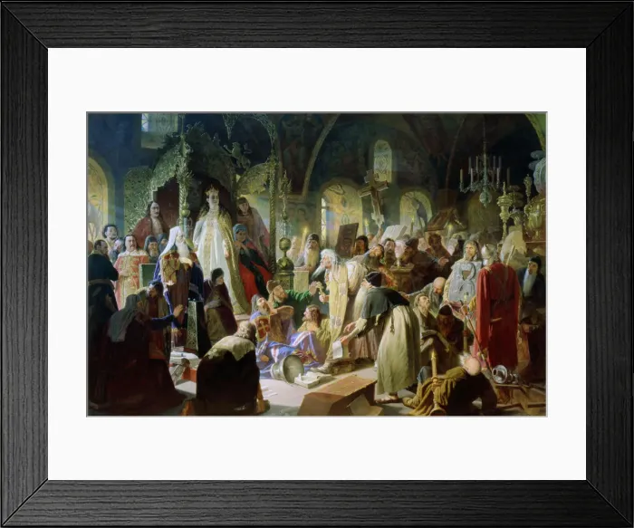 Framed Print : Old Believer Priest Nikita Pustosviat. Dispute on the Confession of Faith, 1880-1881 Framed Print : Old Believer Priest Nikita Pustosviat. Dispute on the Confession of Faith, 1880-1881