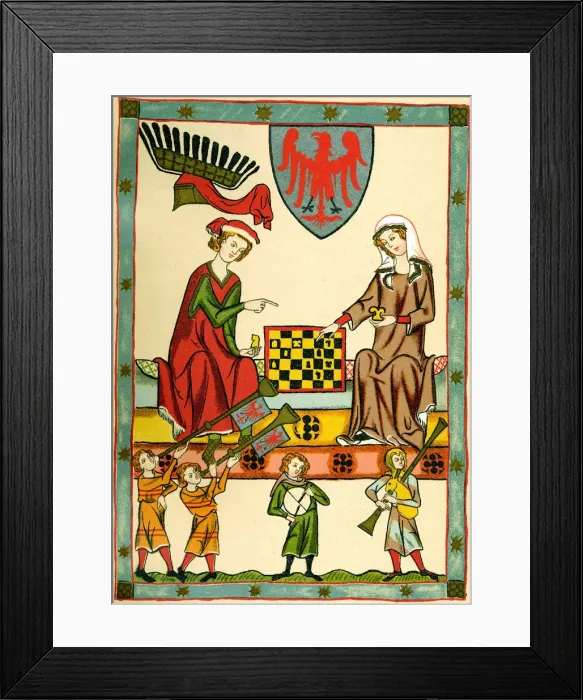 Framed Print : Margrave Otto IV of Brandenburg Playing Chess (From the Codex Manesse), c1300 Framed Print : Margrave Otto IV of Brandenburg Playing Chess (From the Codex Manesse), c1300