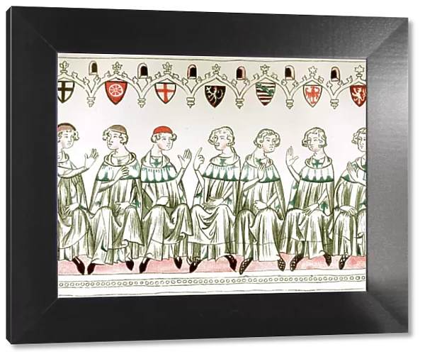 Seven Prince Electors voting for Henry VII, Holy Roman Emperor, 1341