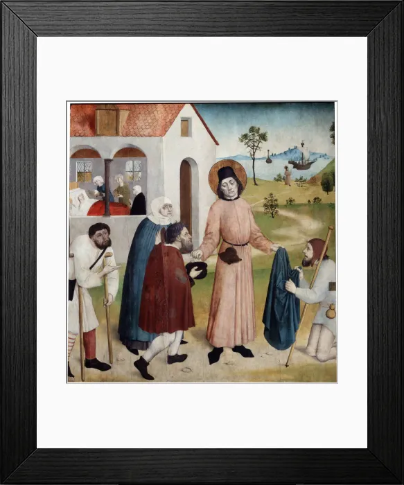 Framed Print : Saint Giles distributing his property among the poor, c1470-1480 Framed Print : Saint Giles distributing his property among the poor, c1470-1480