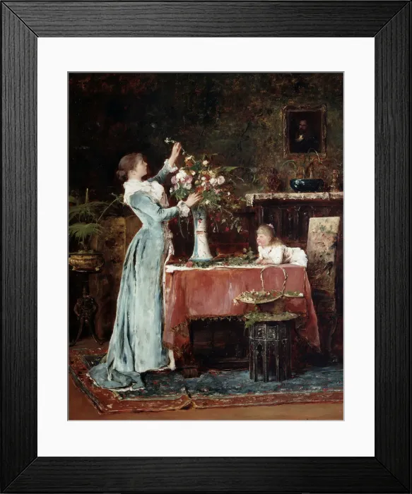 Framed Print : Composing a Bouquet, 1880s Framed Print : Composing a Bouquet, 1880s