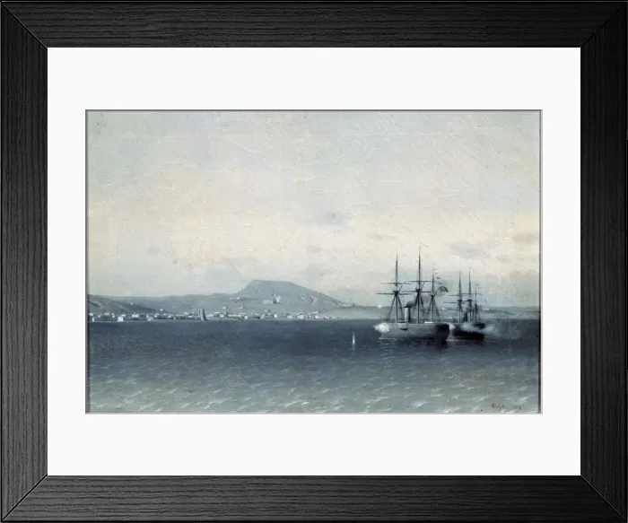 Framed Print : The Turkish Fleet bombed the town of Feodosiya in 1878, 1878 Framed Print : The Turkish Fleet bombed the town of Feodosiya in 1878, 1878