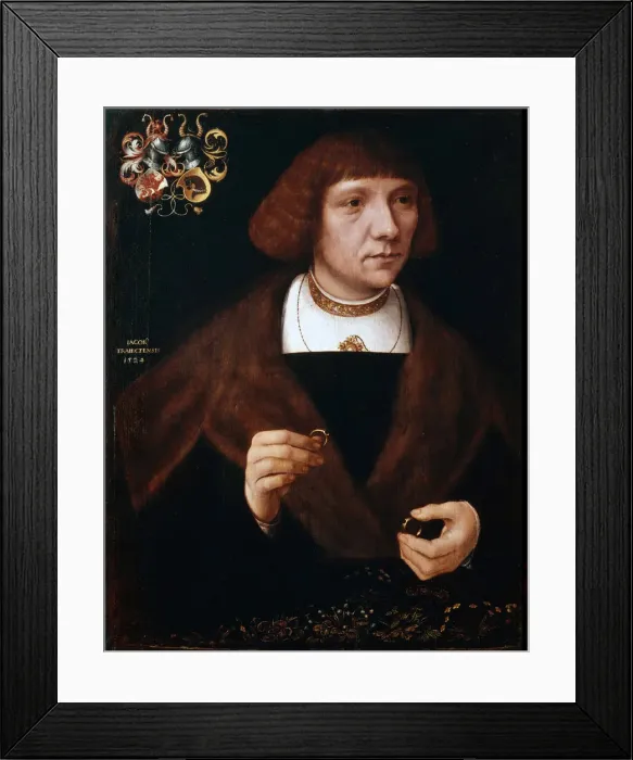 Framed Print : Male portrait with Rings, 1524 Framed Print : Male portrait with Rings, 1524