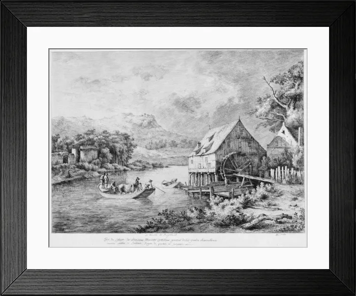 Framed Print : A mill on the banks of the River, 1774 Framed Print : A mill on the banks of the River, 1774