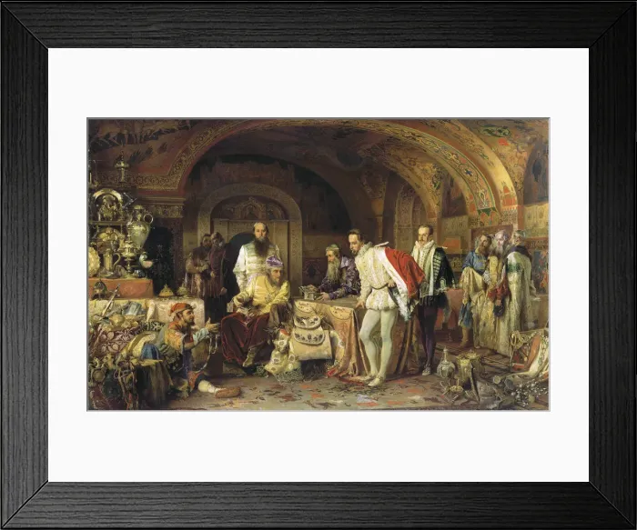 Framed Print : Ivan IV of Russia demonstrates his treasures to the ambassador of Queen Elizabeth I of England, 1875 Framed Print : Ivan IV of Russia demonstrates his treasures to the ambassador of Queen Elizabeth I of England, 1875