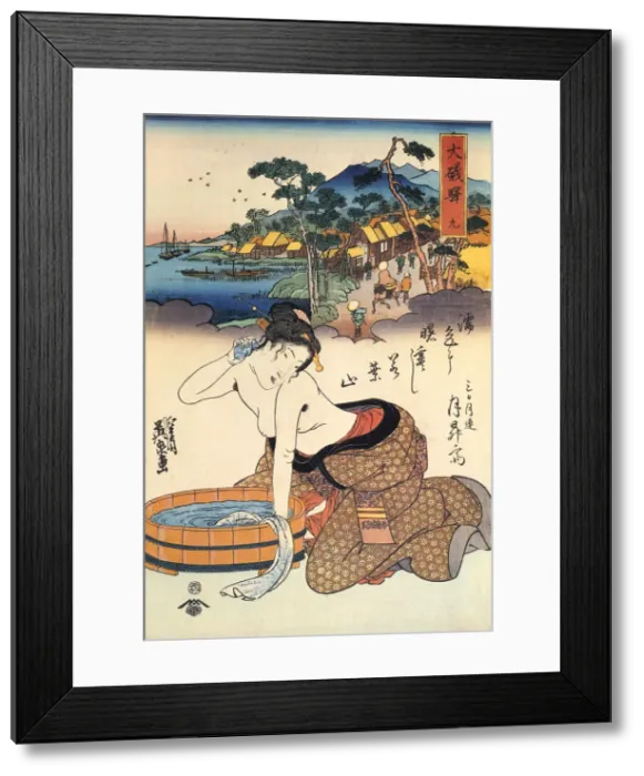 Framed Print : Oiso Station, 1830-1835 Framed Print : Oiso Station, 1830-1835
