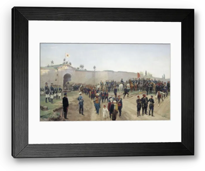 Framed Print : Turkish capitulation at Nikopol on 4th June 1877, 1883 Framed Print : Turkish capitulation at Nikopol on 4th June 1877, 1883