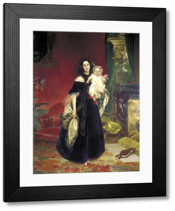 Framed Print : Maria Arkadyevna (Stolypina) Beck (1819-1889) with her Daughter, 1840 Framed Print : Maria Arkadyevna (Stolypina) Beck (1819-1889) with her Daughter, 1840