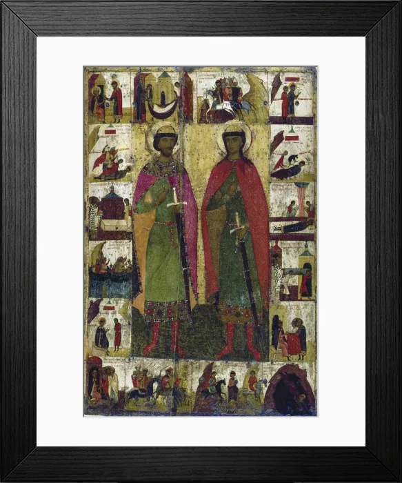 Framed Print : The Saints Boris and Gleb, 14th century Framed Print : The Saints Boris and Gleb, 14th century
