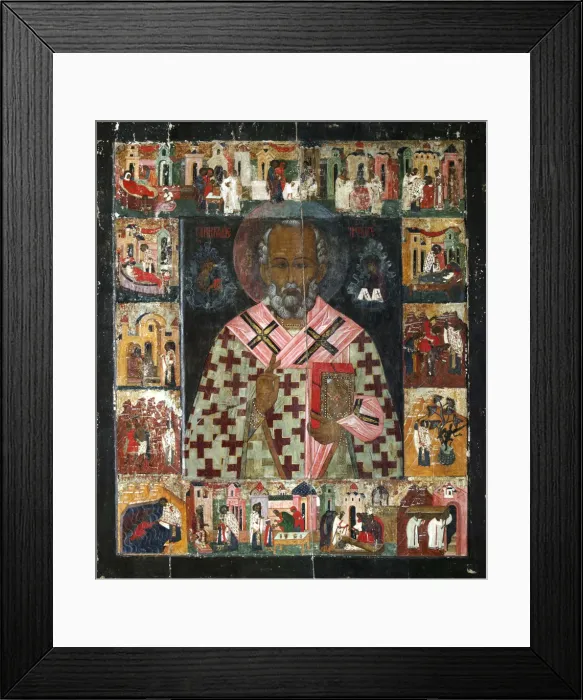 Framed Print : Saint Nicholas with Scenes from His Life, 16th century Framed Print : Saint Nicholas with Scenes from His Life, 16th century