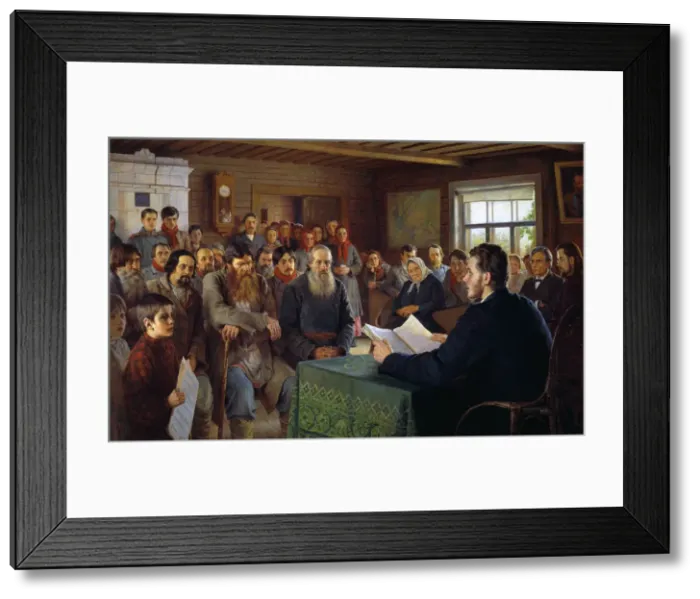 Framed Print : Sunday message in a village school, 1895 Framed Print : Sunday message in a village school, 1895
