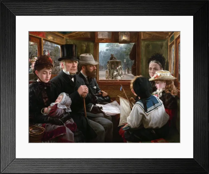 Framed Print : An Omnibus ride to Piccadilly Circus (Mr Gladstone travelling with ordinary passengers), 1885 Framed Print : An Omnibus ride to Piccadilly Circus (Mr Gladstone travelling with ordinary passengers), 1885