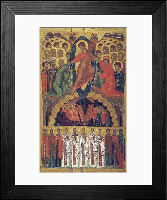 Framed Print : The Descent into Hell, with Selected Saints, late 15th century Framed Print : The Descent into Hell, with Selected Saints, late 15th century