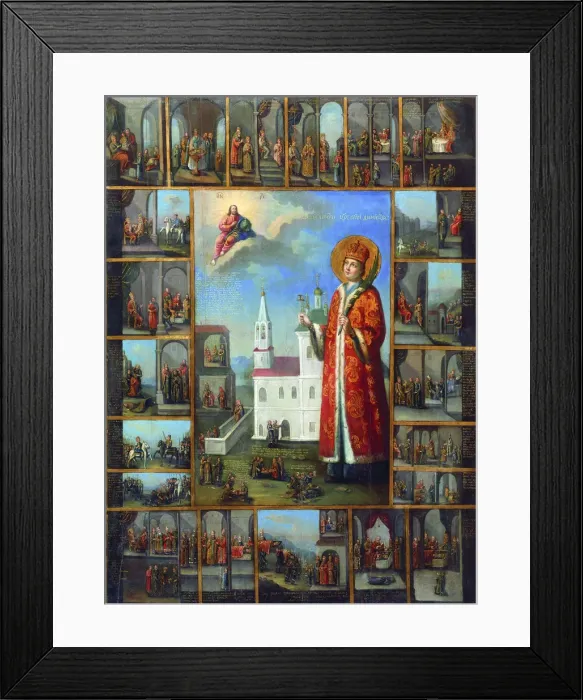 Framed Print : Saint Tsarevich Demetrius with Scenes from his Life, second half of the 18th century Framed Print : Saint Tsarevich Demetrius with Scenes from his Life, second half of the 18th century