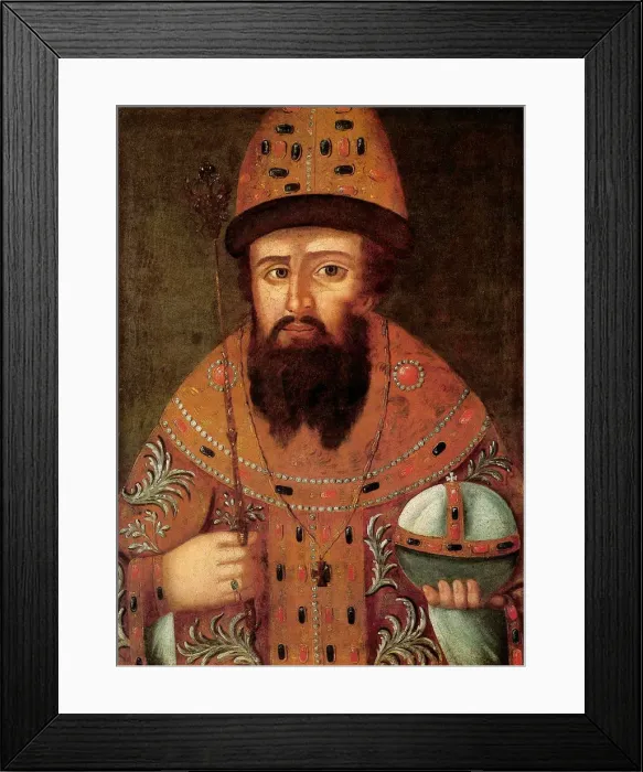 Framed Print : Portrait of the Tsar Michail I Fyodorovich of Russia, (1596-1645), early 17th century Framed Print : Portrait of the Tsar Michail I Fyodorovich of Russia, (1596-1645), early 17th century
