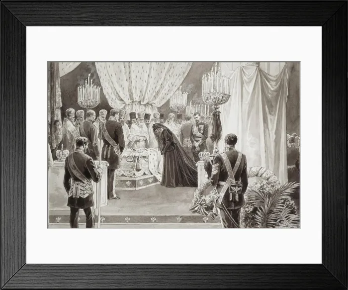 Framed Print : Burial of Emperor Alexander III in the Sts Peter and Paul Cathedral in St Petersburg, 1894 Framed Print : Burial of Emperor Alexander III in the Sts Peter and Paul Cathedral in St Petersburg, 1894