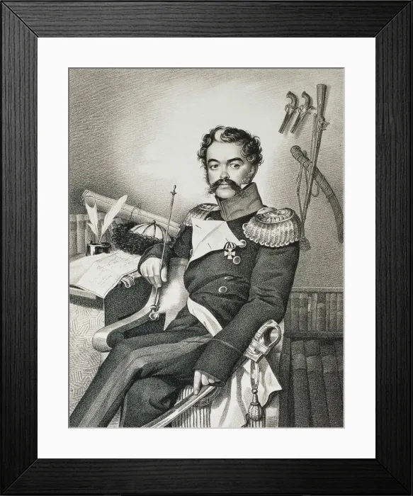 Framed Print : Portrait of Denis Davydov (1784-1839), soldier and poet, early 19th century Framed Print : Portrait of Denis Davydov (1784-1839), soldier and poet, early 19th century