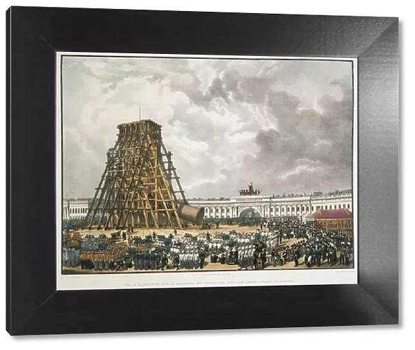 Raising of the Alexander Column in Saint Petersburg, 1836
