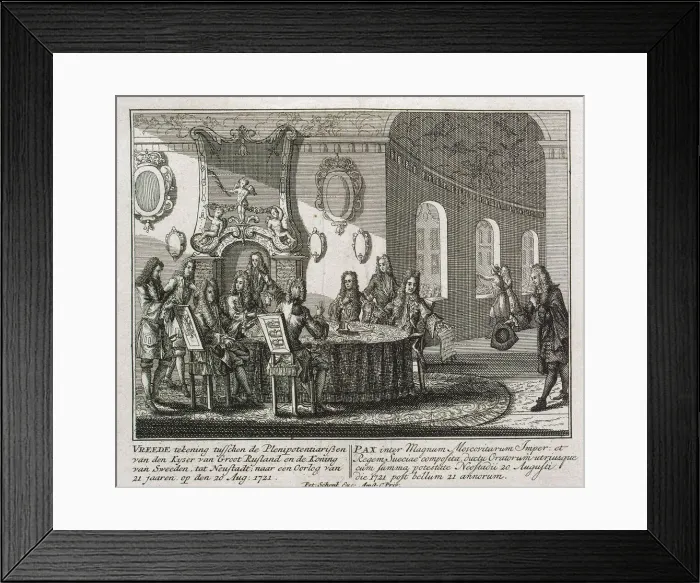 Framed Print : Conclusion of the Peace Treaty of Nystad on 20th August 1721