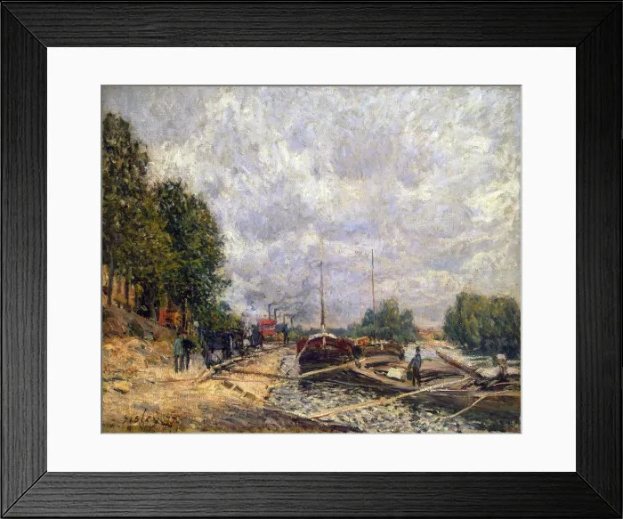 Framed Print : Barges at Billancourt, 1877 Framed Print : Barges at Billancourt, 1877