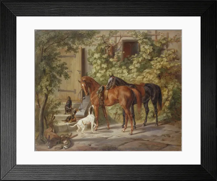 Framed Print : Horses at the Porch, 1843 Framed Print : Horses at the Porch, 1843