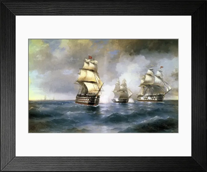 Framed Print : Brig Mercury Attacked by Two Turkish Ships on May 14th, 1829, 1892 Framed Print : Brig Mercury Attacked by Two Turkish Ships on May 14th, 1829, 1892