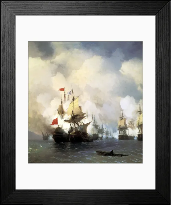Framed Print : The Naval Battle of Chesma on 5th July 1770, 1848 Framed Print : The Naval Battle of Chesma on 5th July 1770, 1848