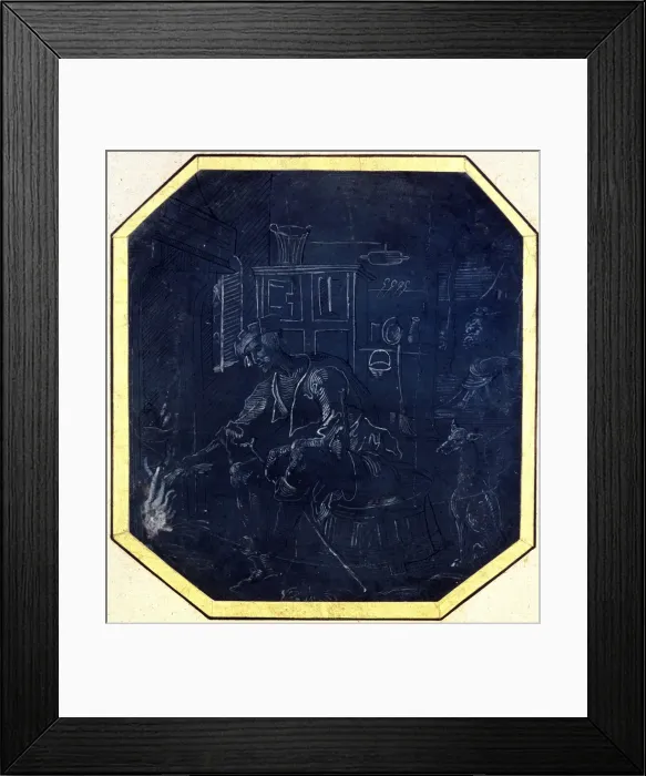 Framed Print : The Prodigal Son before the Fire, early 16th century. Artist: Master of Antwerp Framed Print : The Prodigal Son before the Fire, early 16th century. Artist: Master of Antwerp