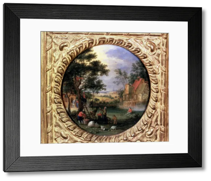Framed Print : Gathering Apples, 1630s. Artist: Jan Brueghel the younger Framed Print : Gathering Apples, 1630s. Artist: Jan Brueghel the younger