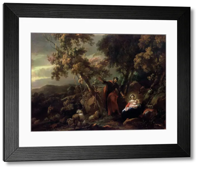 Framed Print : Rest on the Flight into Egypt, 17th century. Artist: Nicolaes Berchem Framed Print : Rest on the Flight into Egypt, 17th century. Artist: Nicolaes Berchem