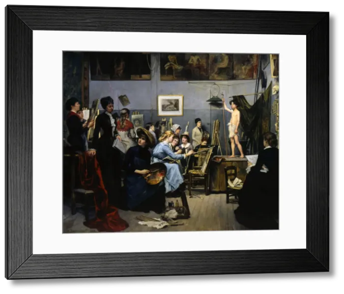 Framed Print : The Studio by Academie Julian, 1881. Artist: Maria Konstantinowka Bashkirtseff Framed Print : The Studio by Academie Julian, 1881. Artist: Maria Konstantinowka Bashkirtseff
