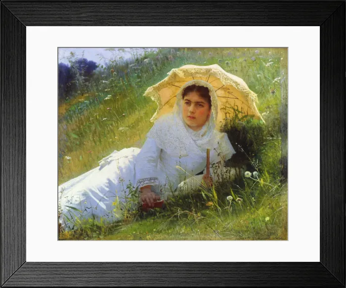 Framed Print : A Hot Day (On the Grass. Midday), 1883. Artist: Ivan Kramskoy Framed Print : A Hot Day (On the Grass. Midday), 1883. Artist: Ivan Kramskoy