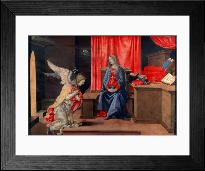 Framed Print : The Annunciation, early 1490s. Artist: Filippino Lippi Framed Print : The Annunciation, early 1490s. Artist: Filippino Lippi