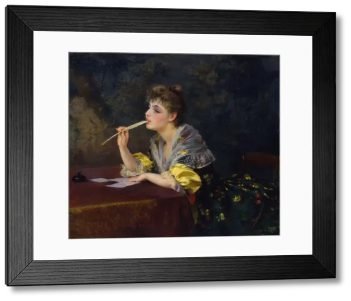 Framed Print : A Letter, 1893. Artist: Klavdi Stepanov Framed Print : A Letter, 1893. Artist: Klavdi Stepanov