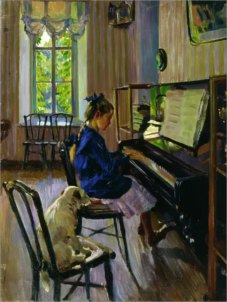 At the Piano, 1914. Artist: Sergey Vinogradov