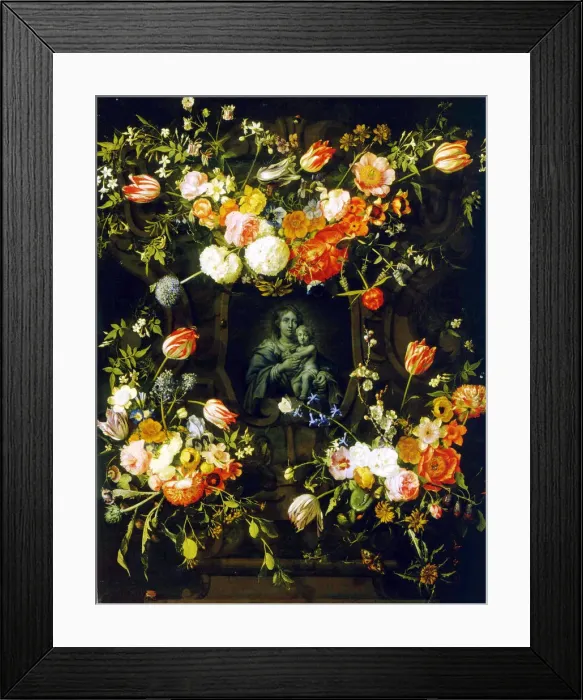 Framed Print : Madonna Surrounded by Flowers, 1662. Artist: Frans Ijkens Framed Print : Madonna Surrounded by Flowers, 1662. Artist: Frans Ijkens