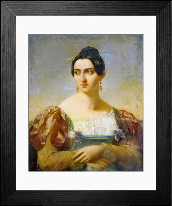 Framed Print : Female portrait, early 19th century. Artist: Italian Master Framed Print : Female portrait, early 19th century. Artist: Italian Master