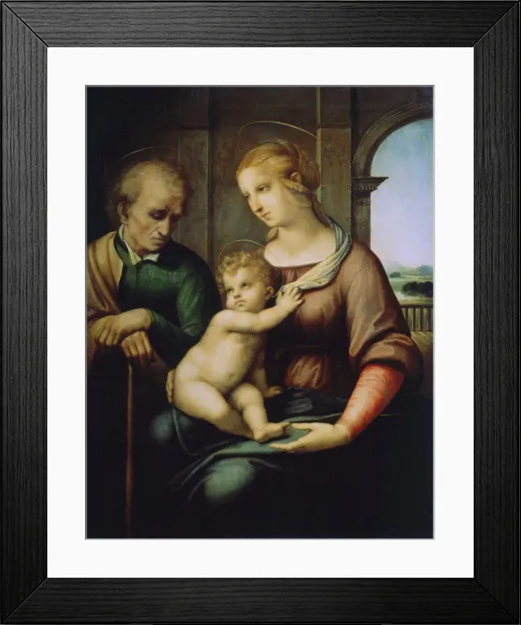 Framed Print : The Holy Family, or Madonna with the Beardless Joseph, c1506. Artist: Raphael Framed Print : The Holy Family, or Madonna with the Beardless Joseph, c1506. Artist: Raphael