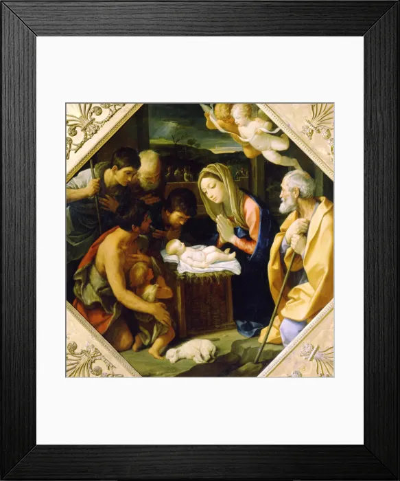 Framed Print : The Adoration of the Christ Child, c1640. Artist: Guido Reni Framed Print : The Adoration of the Christ Child, c1640. Artist: Guido Reni