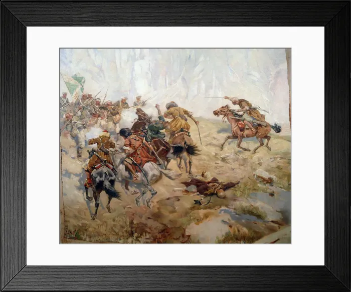 Framed Print : Capturing of the Aul Akhtulga, late 19th or early 20th century. Artist: Franz Roubaud Framed Print : Capturing of the Aul Akhtulga, late 19th or early 20th century. Artist: Franz Roubaud