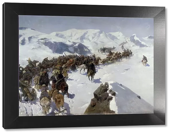 Count Argutinsky Crossing the Caucasian Range, 1892. Artist: Franz Roubaud