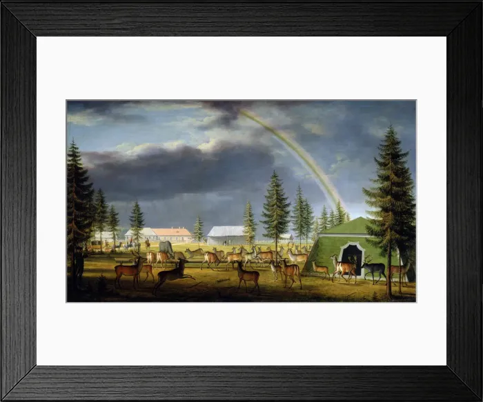 Framed Print : The Menagerie in the Gatchina Palace Park, 1792. Artist: Johann Jakob Mettenleiter Framed Print : The Menagerie in the Gatchina Palace Park, 1792. Artist: Johann Jakob Mettenleiter